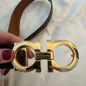 Authentic Salvatore Ferragamo reversible gold belt